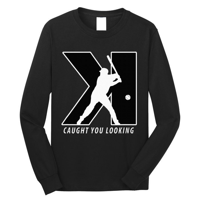 Funny Backwards K Strikeout Looking Baseball Pitching Long Sleeve Shirt