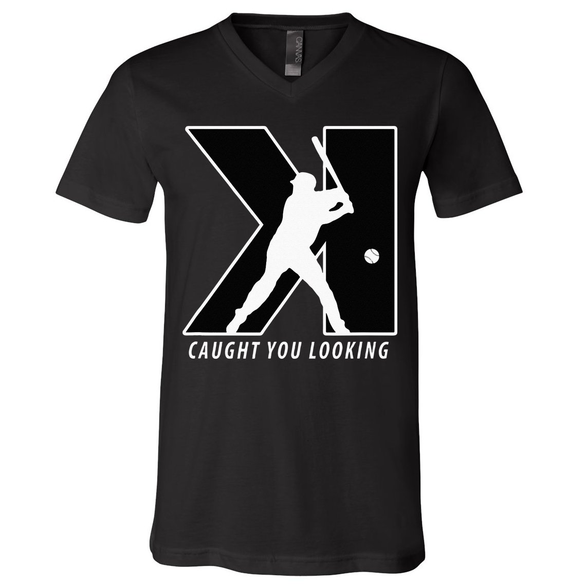 Funny Backwards K Strikeout Looking Baseball Pitching V-Neck T-Shirt