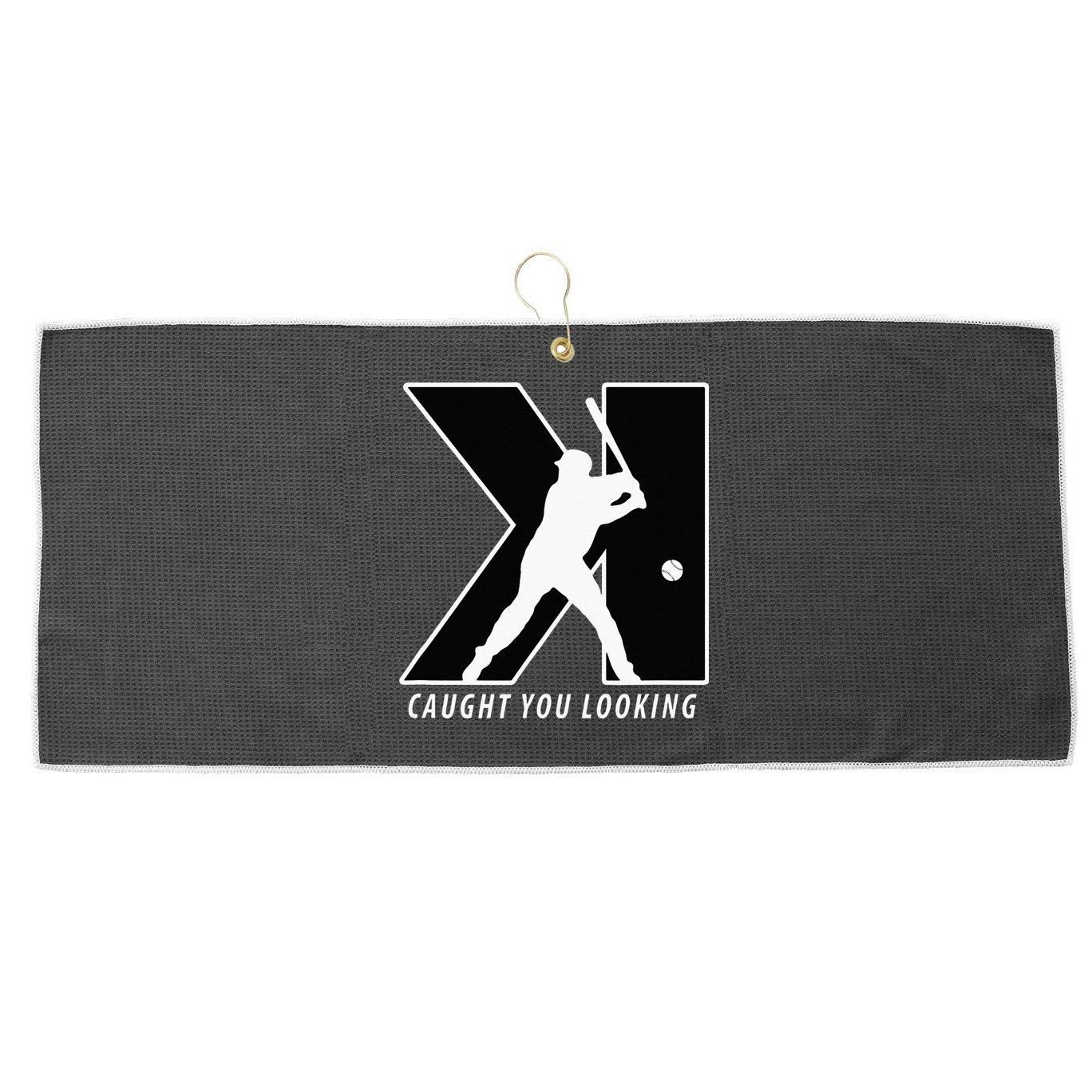 Funny Backwards K Strikeout Looking Baseball Pitching Large Microfiber Waffle Golf Towel