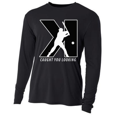 Funny Backwards K Strikeout Looking Baseball Pitching Cooling Performance Long Sleeve Crew