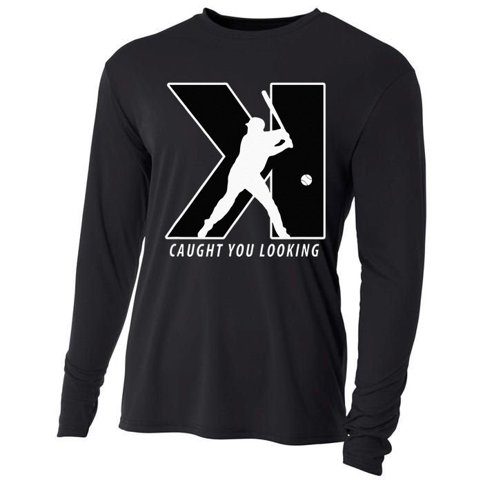 Funny Backwards K Strikeout Looking Baseball Pitching Cooling Performance Long Sleeve Crew