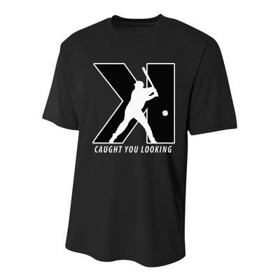 Funny Backwards K Strikeout Looking Baseball Pitching Youth Performance Sprint T-Shirt