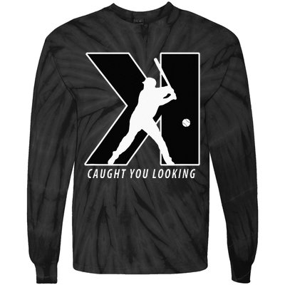 Funny Backwards K Strikeout Looking Baseball Pitching Tie-Dye Long Sleeve Shirt