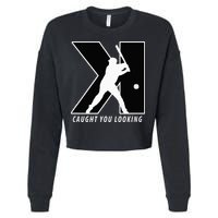 Funny Backwards K Strikeout Looking Baseball Pitching Cropped Pullover Crew