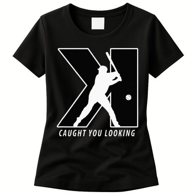 Funny Backwards K Strikeout Looking Baseball Pitching Womens T-Shirt