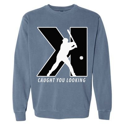 Funny Backwards K Strikeout Looking Baseball Pitching Garment-Dyed Sweatshirt