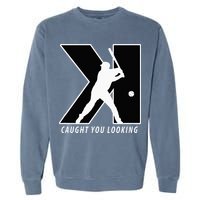Funny Backwards K Strikeout Looking Baseball Pitching Garment-Dyed Sweatshirt