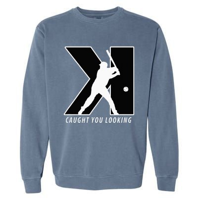 Funny Backwards K Strikeout Looking Baseball Pitching Garment-Dyed Sweatshirt