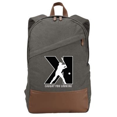Funny Backwards K Strikeout Looking Baseball Pitching Cotton Canvas Backpack