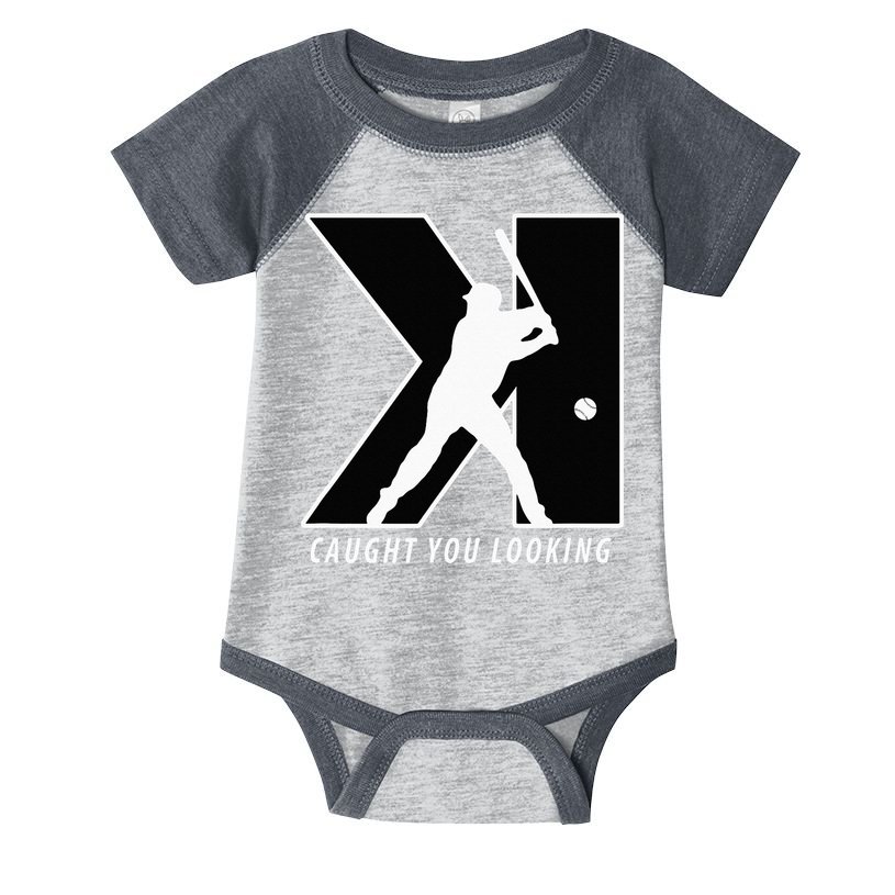 Funny Backwards K Strikeout Looking Baseball Pitching Infant Baby Jersey Bodysuit