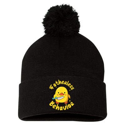 Fatherless Behavior Knife Duck Cute Design Pom Pom 12in Knit Beanie