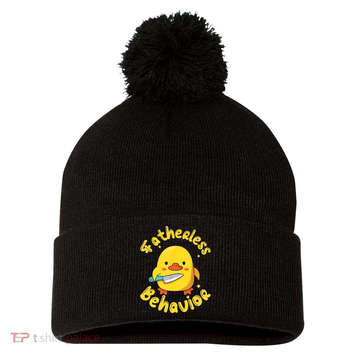 Fatherless Behavior Knife Duck Cute Design Pom Pom 12in Knit Beanie