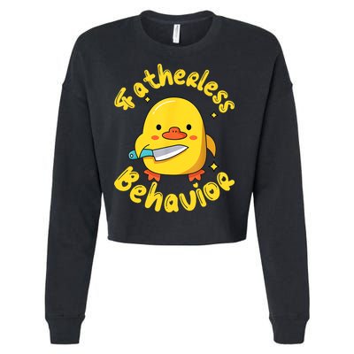 Fatherless Behavior Knife Duck Cute Design Cropped Pullover Crew