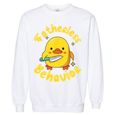 Fatherless Behavior Knife Duck Cute Design Garment-Dyed Sweatshirt