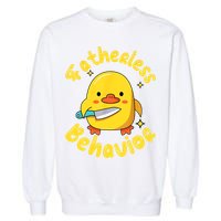 Fatherless Behavior Knife Duck Cute Design Garment-Dyed Sweatshirt