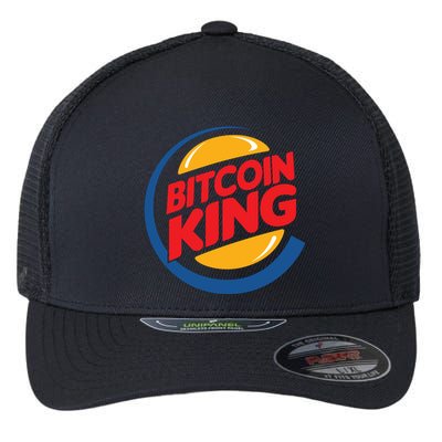 Funny Bitcoin King Logo Flexfit Unipanel Trucker Cap