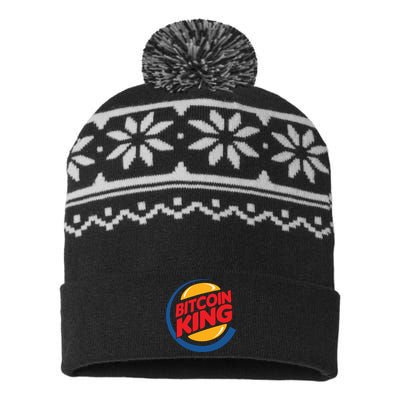 Funny Bitcoin King Logo USA-Made Snowflake Beanie