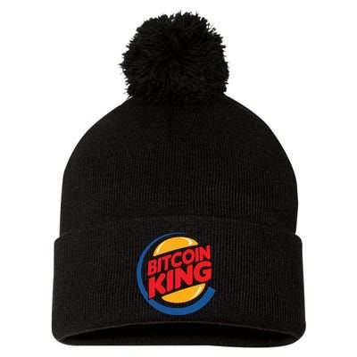 Funny Bitcoin King Logo Pom Pom 12in Knit Beanie