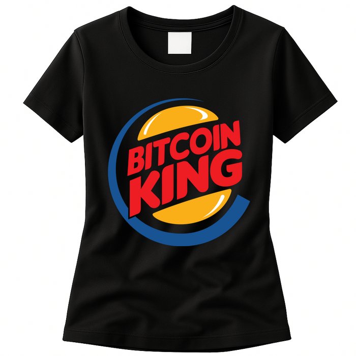 Funny Bitcoin King Logo Womens T-Shirt