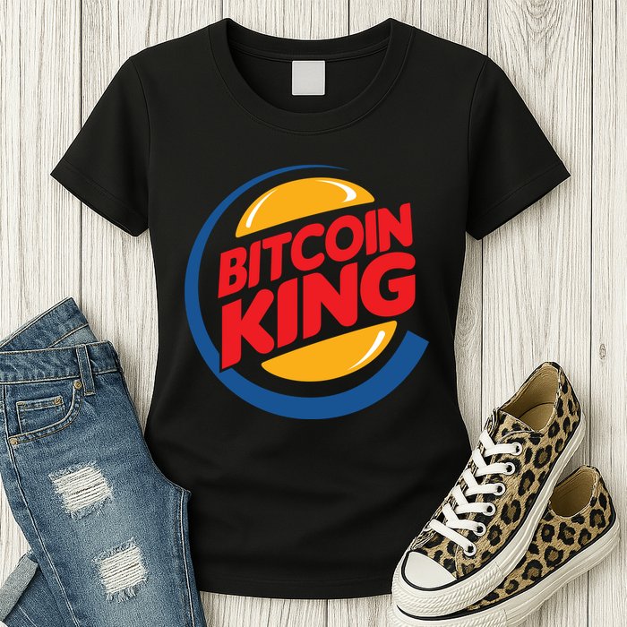 Funny Bitcoin King Logo Womens T-Shirt