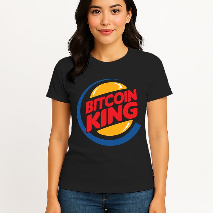 Funny Bitcoin King Logo Womens T-Shirt