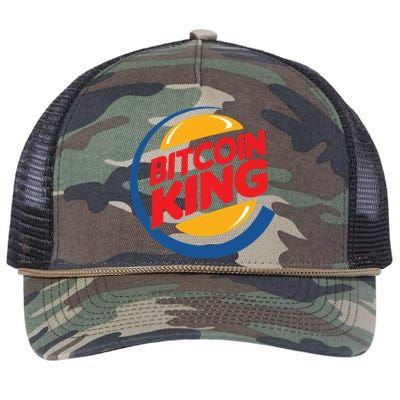 Funny Bitcoin King Logo Retro Rope Trucker Hat Cap