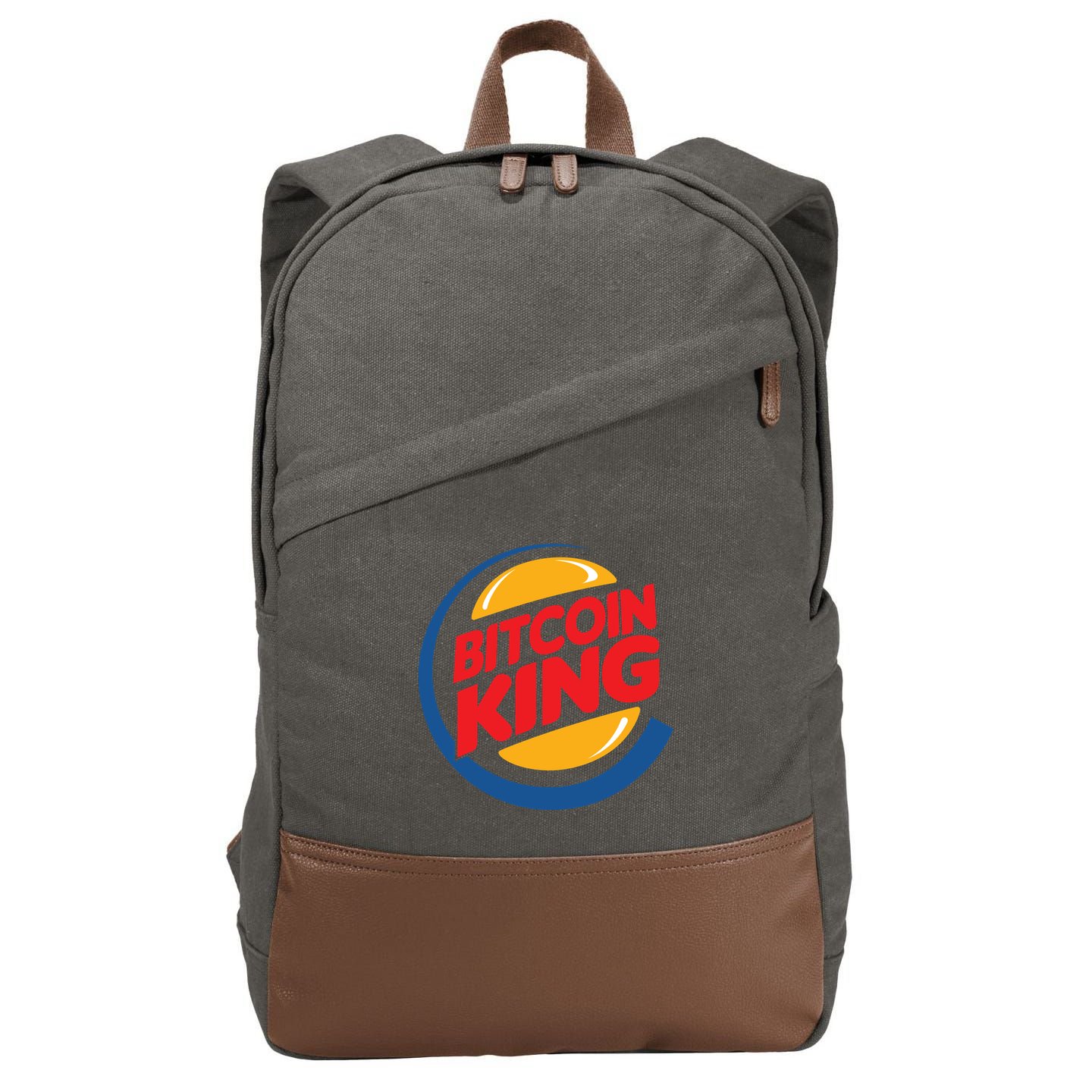 Funny Bitcoin King Logo Cotton Canvas Backpack