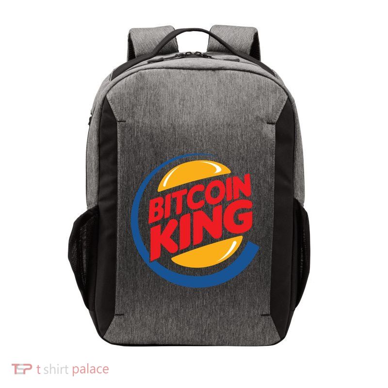 Funny Bitcoin King Logo Vector Backpack