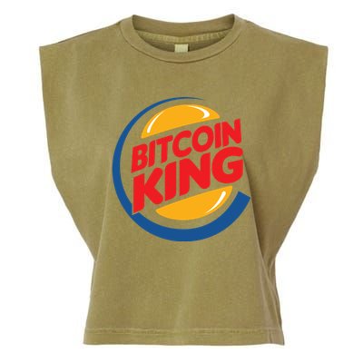Funny Bitcoin King Logo Garment-Dyed Women's Muscle Tee