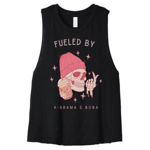 Fueled By K Drama And Boba Women's Racerback Cropped Tank