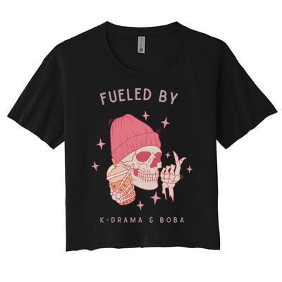 Fueled By K Drama And Boba Women's Crop Top Tee