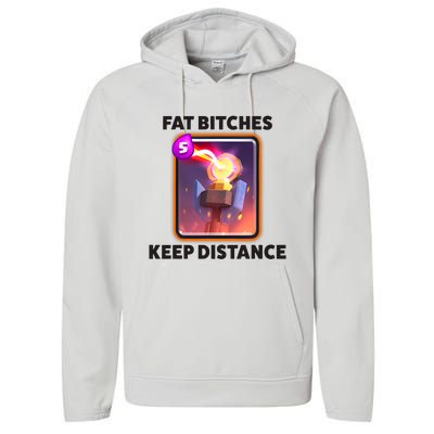 Fat Bitches Keep Distance Funny Meme Performance Fleece Hoodie