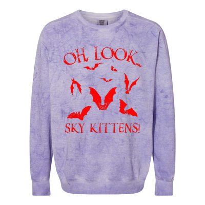 Funny Bat Lover Gift For Men Women Cool Sky Kittens Horror Colorblast Crewneck Sweatshirt