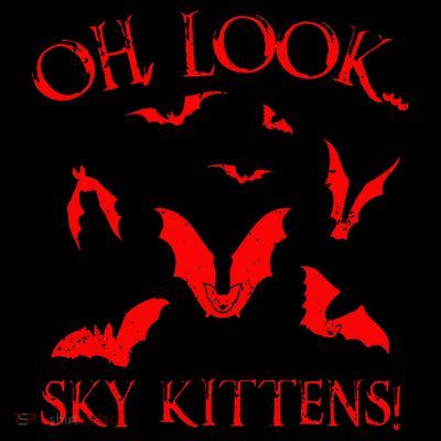 Funny Bat Lover Gift For Men Women Cool Sky Kittens Horror T-Shirt