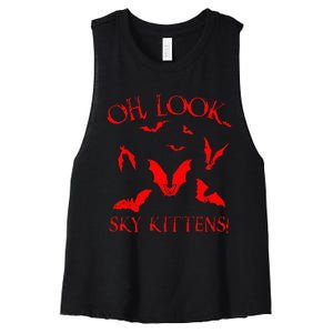 Funny Bat Lover Gift For Men Women Cool Sky Kittens Horror Women's Racerback Cropped Tank