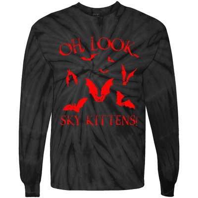 Funny Bat Lover Gift For Men Women Cool Sky Kittens Horror Tie-Dye Long Sleeve Shirt