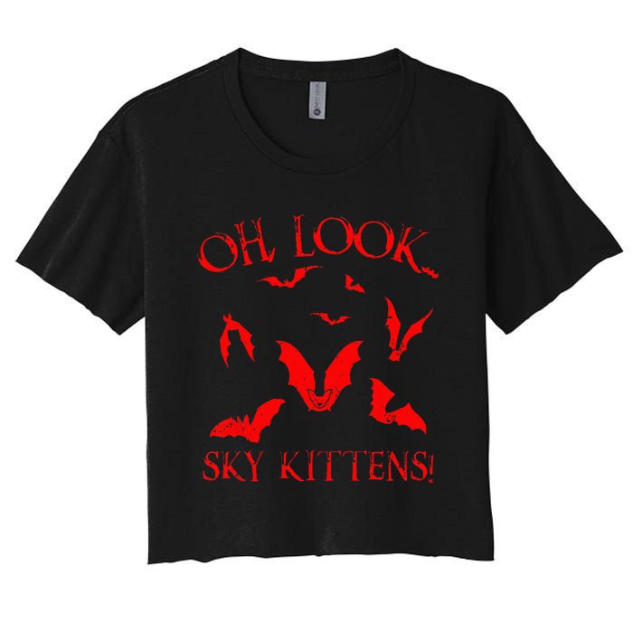 Funny Bat Lover Gift For Men Women Cool Sky Kittens Horror Women's Crop Top Tee