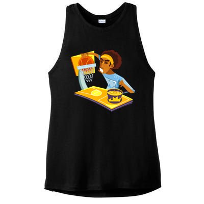 Funny Basketball Lover Dad Fathers Day Outfit Chef Daddy Gift Ladies PosiCharge Tri-Blend Wicking Tank