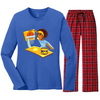 Funny Basketball Lover Dad Fathers Day Outfit Chef Daddy Gift Women's Long Sleeve Flannel Pajama Set 