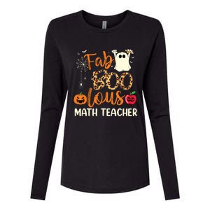 Fab Boo Lous Math Teacher Leopard Spooky Halloween Costume Womens Cotton Relaxed Long Sleeve T-Shirt