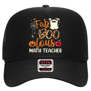 Fab Boo Lous Math Teacher Leopard Spooky Halloween Costume High Crown Mesh Back Trucker Hat