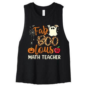 Fab Boo Lous Math Teacher Leopard Spooky Halloween Costume Women's Racerback Cropped Tank