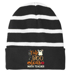 Fab Boo Lous Math Teacher Leopard Spooky Halloween Costume Striped Beanie with Solid Band