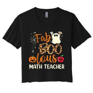 Fab Boo Lous Math Teacher Leopard Spooky Halloween Costume Women's Crop Top Tee