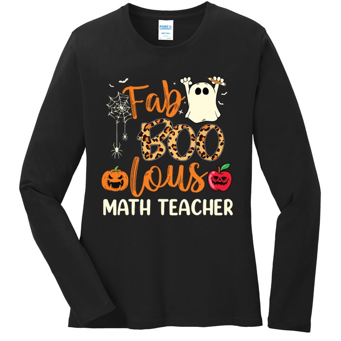 Fab Boo Lous Math Teacher Leopard Spooky Halloween Costume Ladies Long Sleeve Shirt