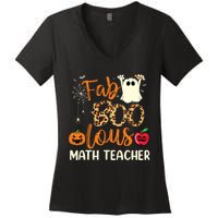 Fab Boo Lous Math Teacher Leopard Spooky Halloween Costume Women's V-Neck T-Shirt