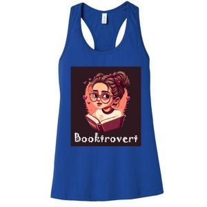 Funny Book Loving Introvert Gift Booktrovert Gift Women's Racerback Tank