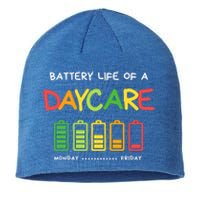 Funny Battery Life Of A Daycare Teacher Appreciation School Meaningful Gift Sustainable Beanie