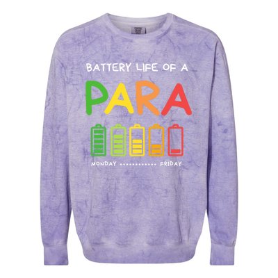 Funny Battery Life Of A Para Professional Teacher School Cool Gift Colorblast Crewneck Sweatshirt