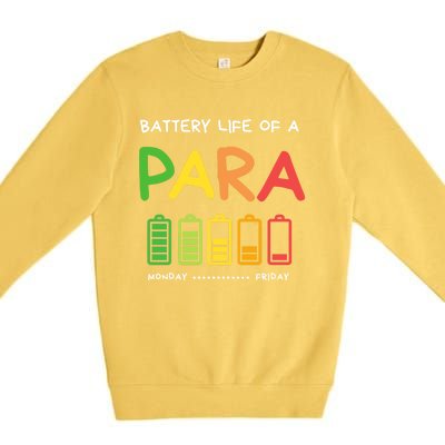 Funny Battery Life Of A Para Professional Teacher School Cool Gift Premium Crewneck Sweatshirt